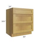 Heritage Amber Shaker 30" 3-Drawer Base Cabinet