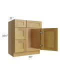 Heritage Amber Shaker 30" Vanity Sink Base Cabinet (Drawers on Left) - Out of stock through April