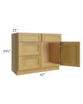Heritage Amber Shaker 42" Vanity Sink Base Cabinet (Drawers on Left) 