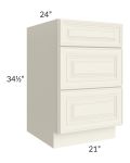 Cambridge Antique White Glaze 21" 3-Drawer Base Cabinet