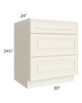 Cambridge Antique White Glaze 30" 3-Drawer Base Cabinet