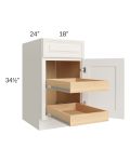 Cambridge Antique White Glaze 18" Base Cabinet with 2 Rollout Trays