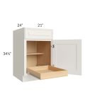 Cambridge Antique White Glaze 21" Base Cabinet with 1 Rollout Tray