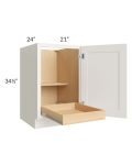 Cambridge Antique White Glaze 21" Full Height Door Base Cabinet with 1 Rollout Tray