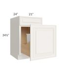 Cambridge Antique White Glaze 21" Base Cabinet with Double Trashcan Pullout