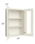 Cambridge Antique White Glaze 24x36 Wall Glass Door Cabinet (Prepped for Glass Doors) 