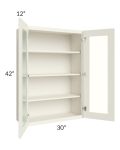 Cambridge Antique White Glaze 30x42 Wall Glass Door Cabinet (Prepped for Glass Doors)