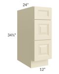 Casselton Ivory 12" 3-Drawer Base Cabinet