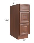 Phoenix Caramel Glaze 12" 3-Drawer Base Cabinet