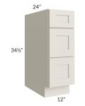 Asheville Cloud Shaker 12" 3-Drawer Base Cabinet