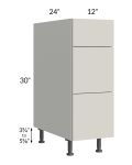 Milan Beige Matte 12" 3-Drawer Base Cabinet