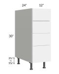 Milan White Gloss 12" 4-Drawer Base Cabinet