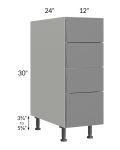 Milan Grey Gloss 12" 4-Drawer Base Cabinet