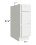 Stratus White 12" Drawer Base Cabinet