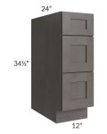 Midtown Dark Grey Shaker 12" Drawer Base Cabinet