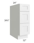 Vail White Shaker 12" Drawer Base Cabinet