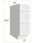 Midtown White Shaker 12" Drawer Base Cabinet
