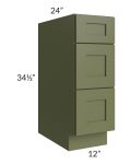 Midtown Hunter Green Shaker 12" Drawer Base Cabinet