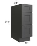 Midtown Black Shaker 12" Drawer Base Cabinet