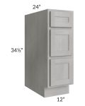 Gramercy Grey Mist 12" Drawer Base Cabinet