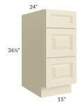 Casselton Ivory 15" 3-Drawer Base Cabinet 
