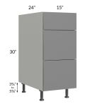 Milan Grey Gloss 15" 3-Drawer Base Cabinet
