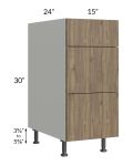 Milan Pecan 15" 3-Drawer Base Cabinet