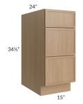 Township Rift Oak 15" 3-Drawer Base Cabinet