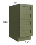 Midtown Hunter Green Shaker 15" 4-Drawer Base Cabinet