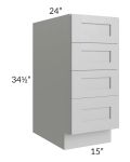 Midtown Painted Grey Shaker 15" 4-Drawer Base Cabinet