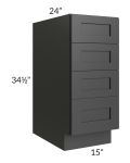 Midtown Black Shaker 15" 4-Drawer Base Cabinet