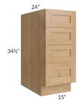 Midtown Timber Shaker 15" 4-Drawer Base Cabinet