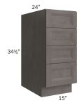 Salem Dark Grey 15" 4-Drawer Base Cabinet