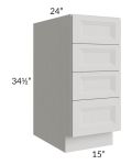 Salem Light Grey 15" 4-Drawer Base Cabinet