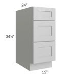 Midtown Painted Grey Shaker 15" Drawer Base Cabinet