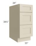 Stratton Khaki Shaker 15" 3-Drawer Base Cabinet 