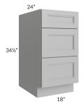 Charlotte Grey 18" 3-Drawer Base Cabinet