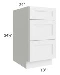Charlotte White 18" 3-Drawer Base Cabinet