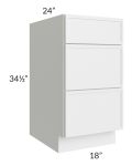 Township White 18" 3-Drawer Base Cabinet