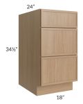 Township Rift Oak 18" 3-Drawer Base Cabinet