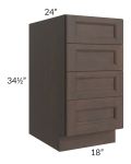 Tuscan Kona Brown 18" 4-Drawer Base Cabinet