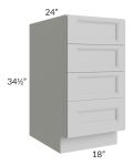 Tuscan Painted Grey 18" 4-Drawer Base Cabinet