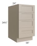 Tuscan Oyster 18" 4-Drawer Base Cabinet