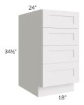Midtown Cloud Shaker 18" 4-Drawer Base Cabinet