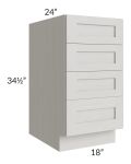 Midtown Light Grey Shaker 18" 4-Drawer Base Cabinet