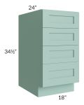 Midtown Mint Green Shaker 18" 4-Drawer Base Cabinet
