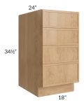 Vienna Timber 18" 4-Drawer Base Cabinet