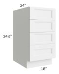 Union White 18" 4-Drawer Base Cabinet