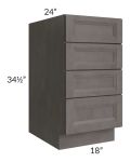 Salem Dark Grey 18" 4-Drawer Base Cabinet