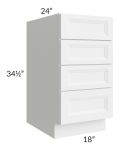 Salem White 18" 4-Drawer Base Cabinet